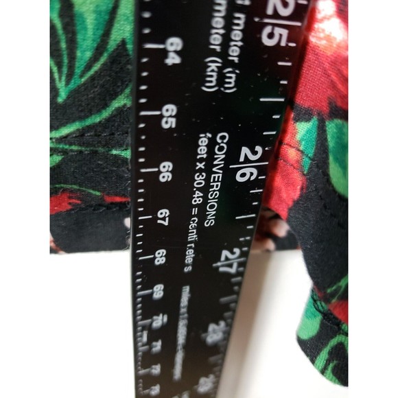 The Pioneer Woman 2X Black Red Flowers 3/4 Sleeve V-Neck Tunic Stretch top - Picture 5 of 8